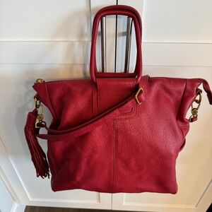 Hobo Red Pebble Leather Satchel